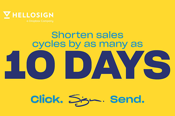 Shorten sales cycles by as many as 10 days hellosign